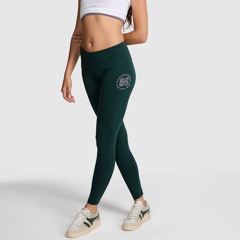 PINK Victoria's Secret Dark Green Leggings LIKE NEW